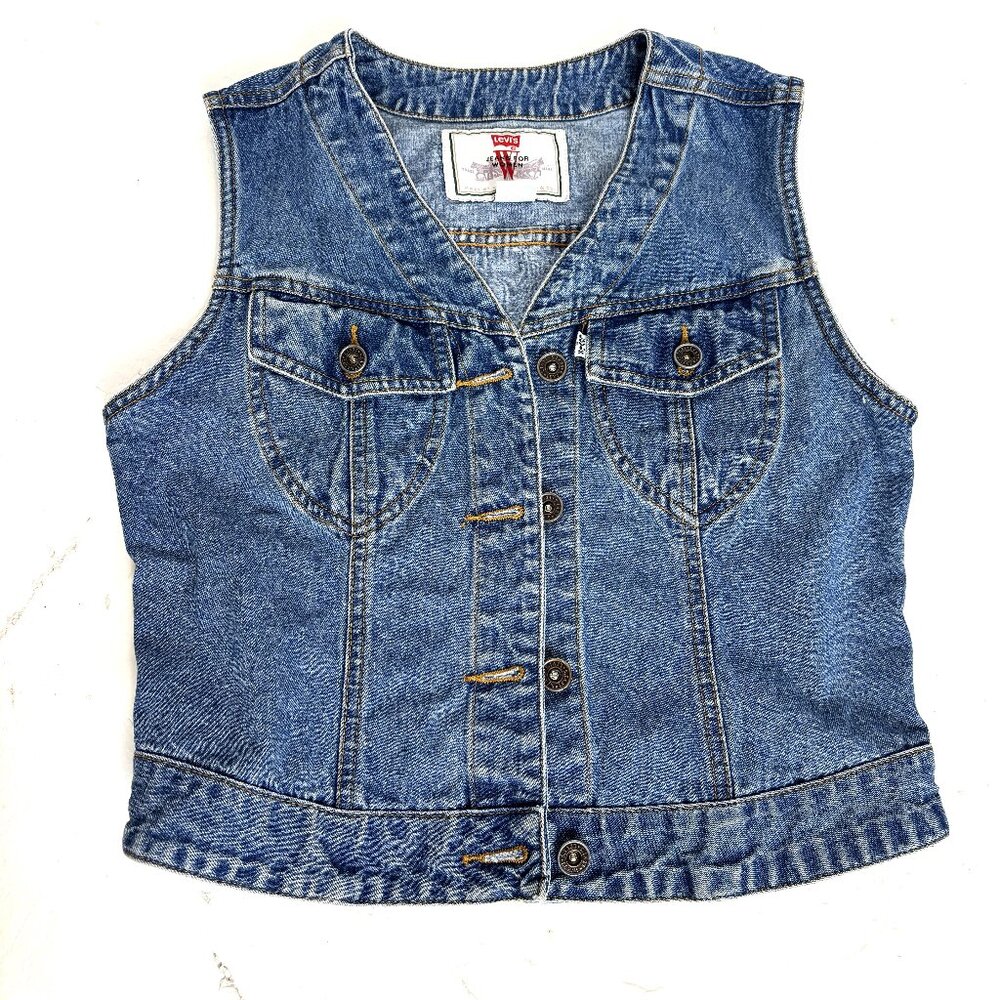 VTG Levi’s Blk Label Jeans Vest for Women Made in Hong Kong Size M EVC